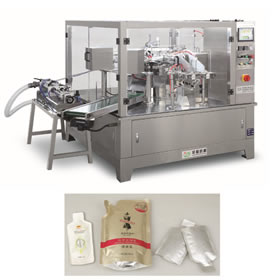 Liquid and sauce filling to rotary packing machine